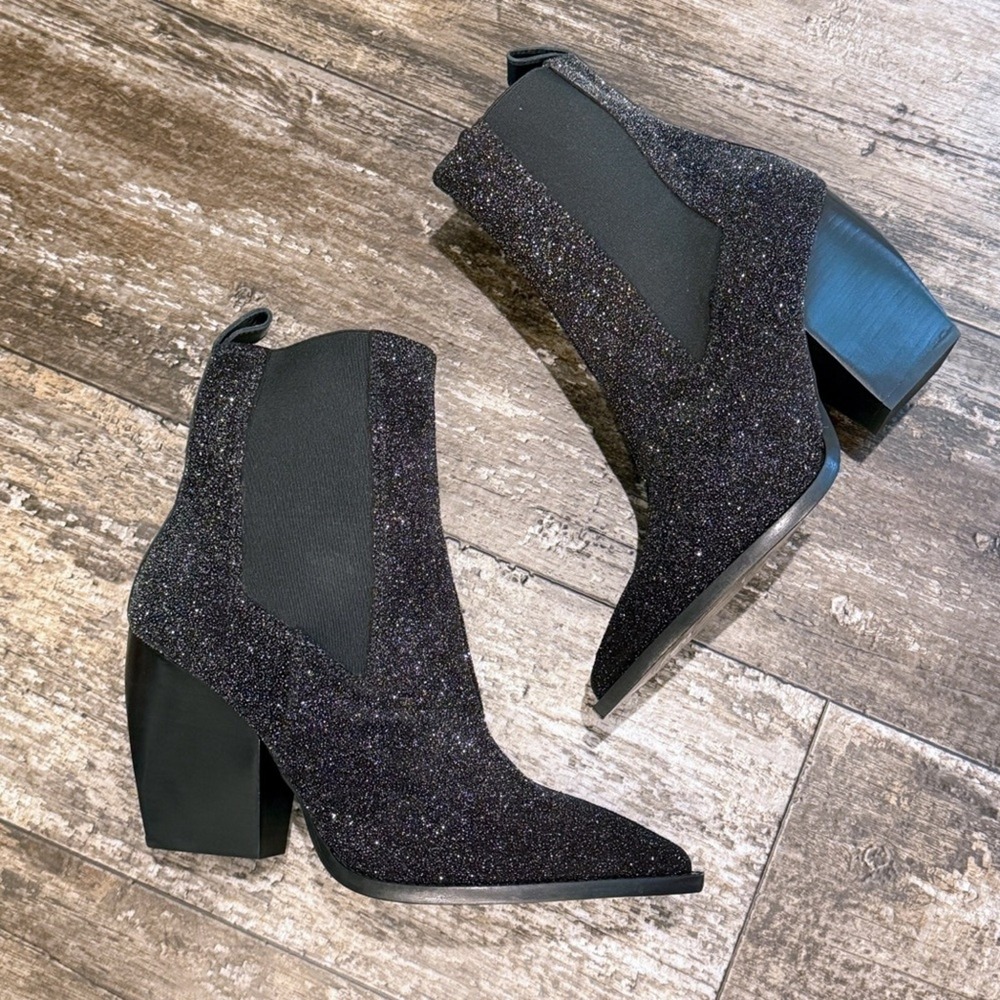All Saints Ria Sparkle Glitter Leather Boots Black Womens Size 10 NEW - Picture 11 of 12